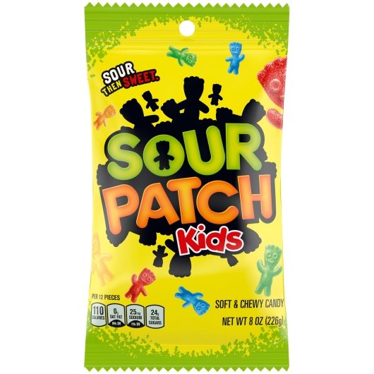 Sour Patch Kids Gummy Candy Peg Bag, 8 Ounce, 8 Per Case