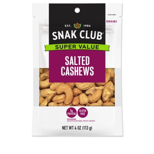 Snak Club Salted Cashews, 4 Ounce, 6 per case