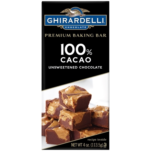 Ghirardelli Baking Bar 100% Cacao, 4 Ounces, 12 Per Case
