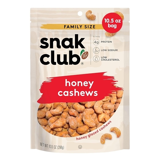Snak Club Honey Cashews, 2.5 Ounce, 6 per case