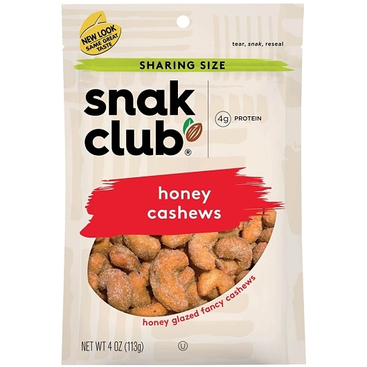 Snak Club Honey Cashews, 4 Ounce, 6 per case