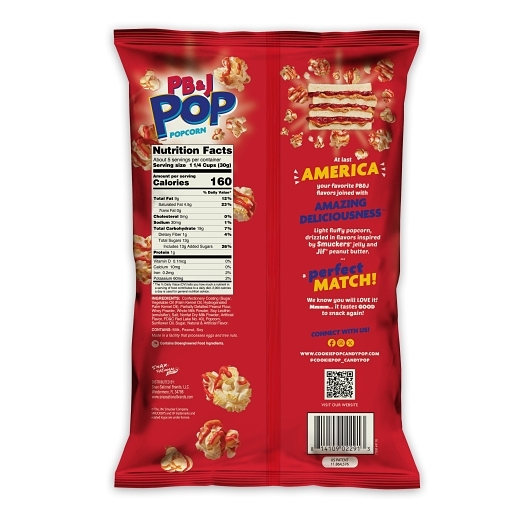 Snaxsational Brands Peanut Butter & Strawberry Jelly Popcorn, 5.25 Ounce, 12 Per Case
