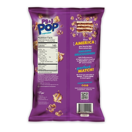 Snaxsational Brands Peanut Butter & Grape Jelly Popcorn, 5.25 Ounce, 12 Per Case