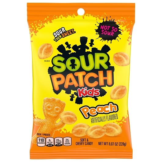 Sour Patch Kids Peach Peg, 8.07 Ounce, 8 Per Case