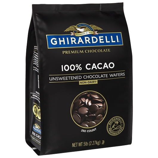Ghirardelli 100% Unsweetened Chocolate Wafers; 80 Ounce; 2 Per Case