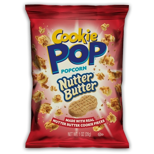 Snaxsational Brands Nutter Butter Cookie Pop Popcorn, 1 Ounce, 8 Per Pack, 6 Per Case