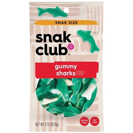 Snak Club Sharks Gummy Candy, 2.75 Ounce, 12 per case