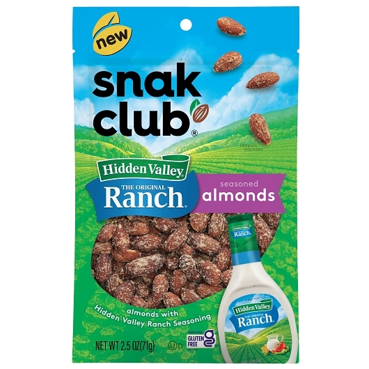 Snak Club Hidden Valley Ranch Almonds, 2.5 Ounce, 6 per case