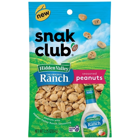 Snak Club Hidden Valley Ranch Flavored Peanuts, 2.25 Ounce, 12 per case