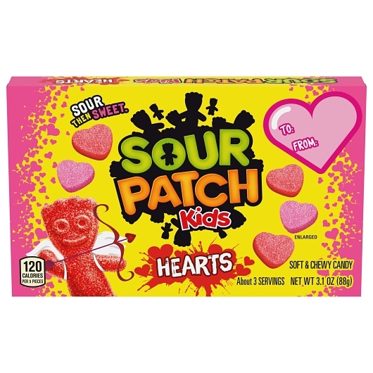 Sour Patch Kids Hearts Theater Box Gummy Candy, 3.1 Ounce, 12 Per Case