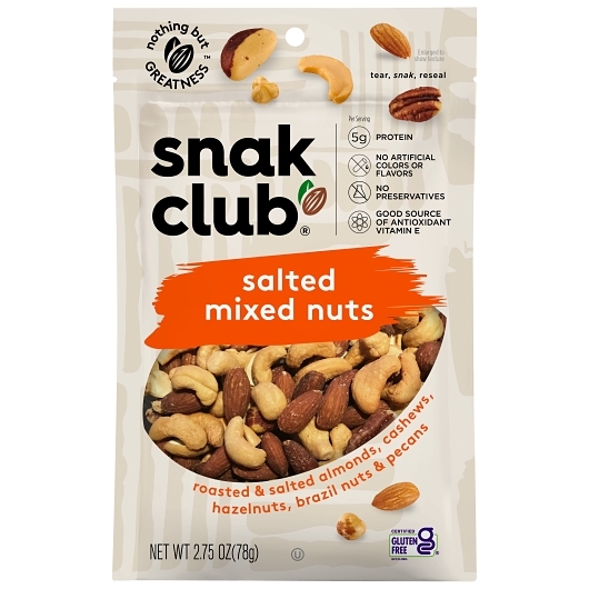 Snak Club Salted Mixed Nuts, 2.75 Ounce, 6 per case