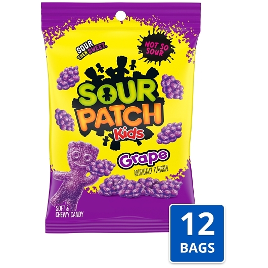 Sour Patch Grape Gummy Candy Peg Bag, 8.02 Ounce, 12 Per Case