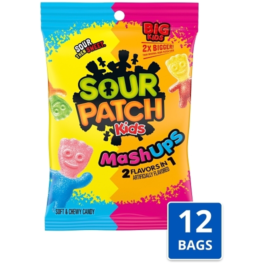 Sour Patch Kids Heads Soft Candy Peg Bag, 8 Ounce, 12 Per Case