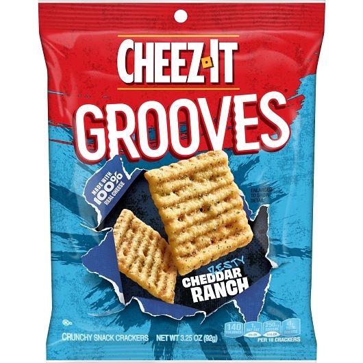 Cheez-It Grooves Zesty Cheddar Ranch Crackers, 3.25 Ounce, 6 Per Case