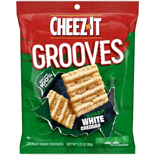 Cheez-It Grooves Sharp White Cheddar Crackers, 3.25 Ounce, 6 Per Case