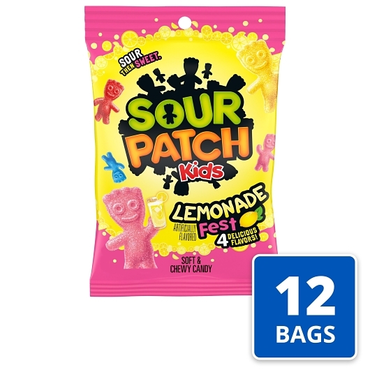 Sour Patch Kids Lemonade Soft Candy Peg Bag, 8.02 Ounce, 12 Per Case