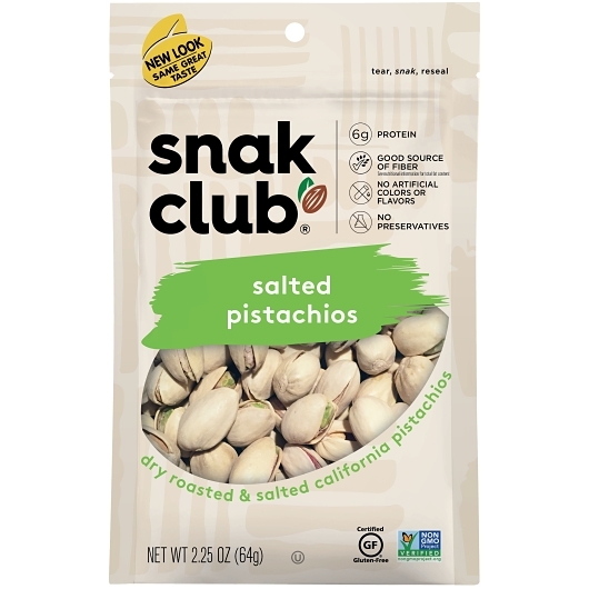 Snak Club Salted Pistachios, 2.25 Ounce, 6 per case