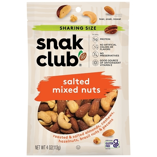 Snak Club Salted Mixed Nuts, 4 Ounce, 6 per case