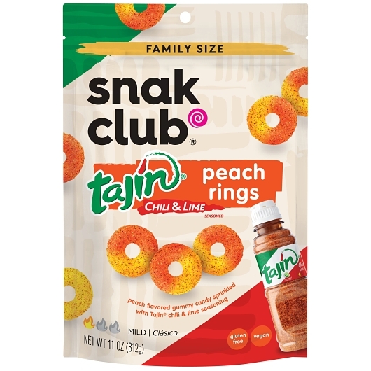 Snak Club Peach  Gummy Rings Family Size, 11 Ounce, 6 per case