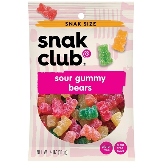 Snak Club Sour Gummy Bears, 4 Ounce, 12 per case